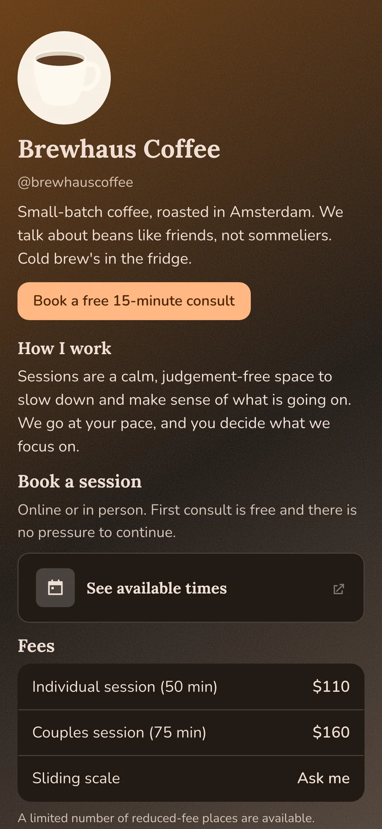Therapist & Wellness template in a dark look