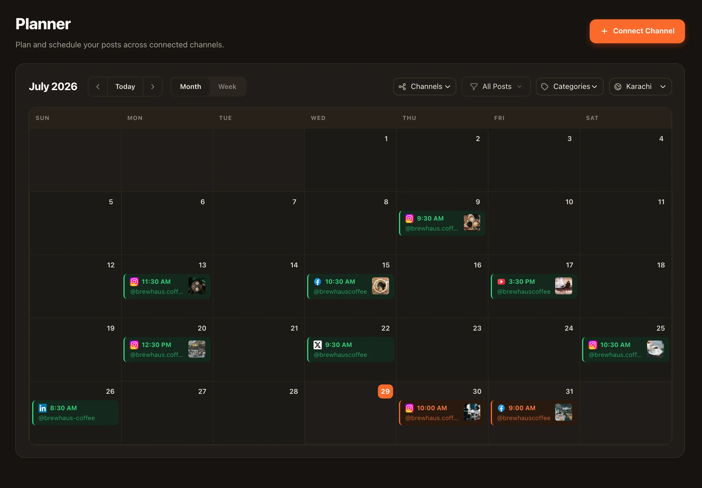 The Nimply dashboard an agency account lead sees inside a client workspace