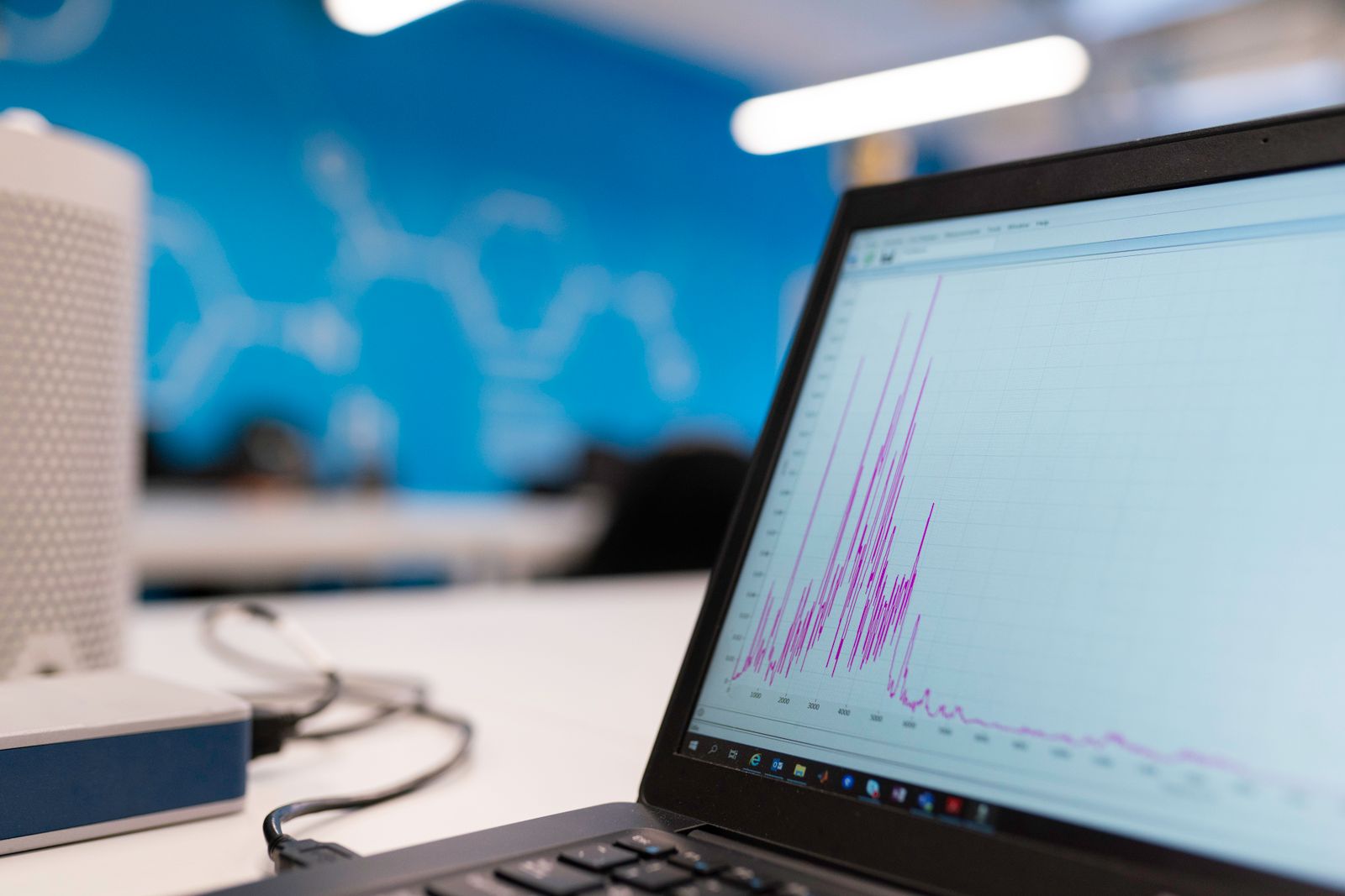 Social media audit template: analytics graphs on a laptop screen during a performance review